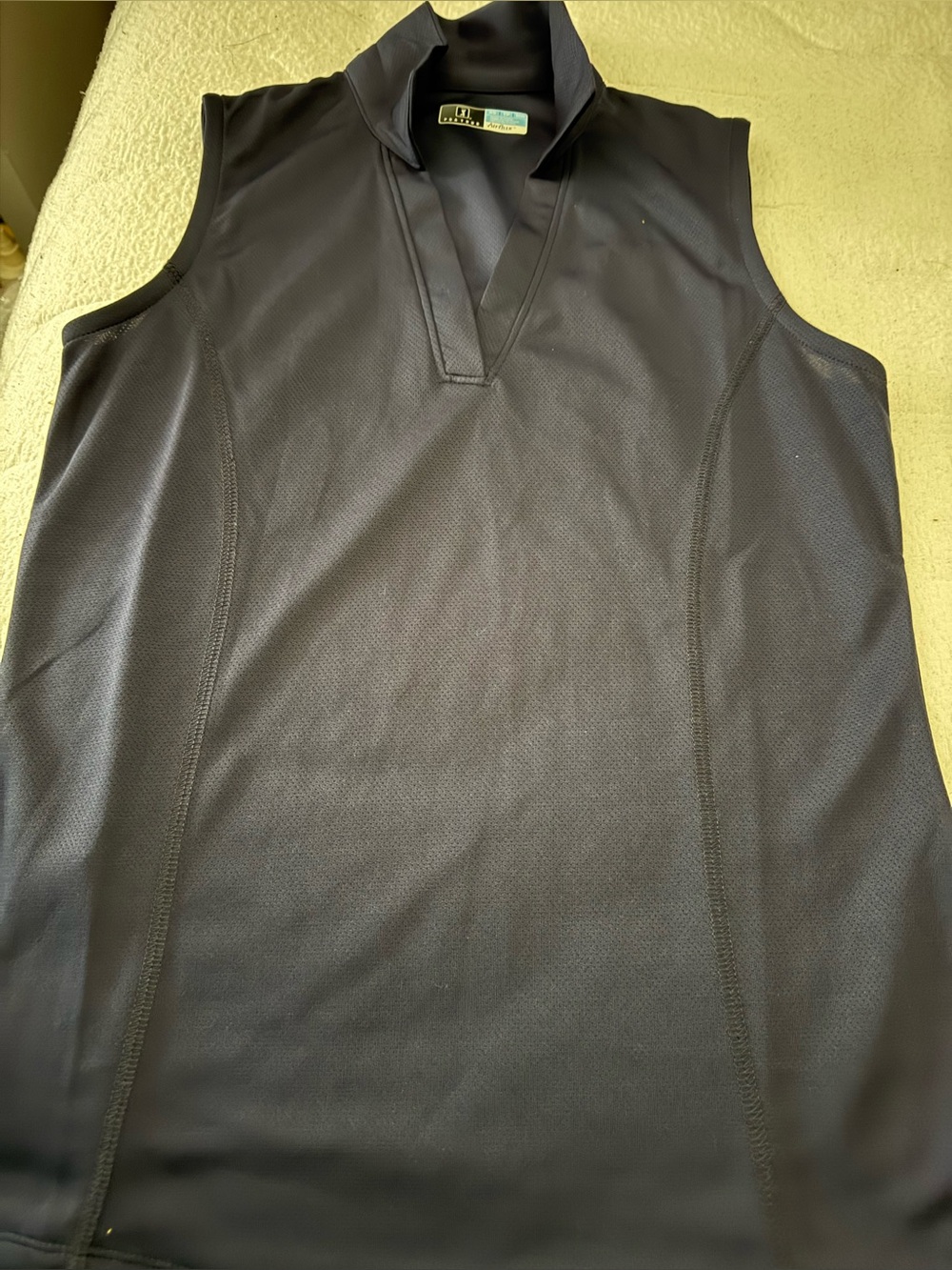 PGA Tour Black Sleeveless Performance Polo